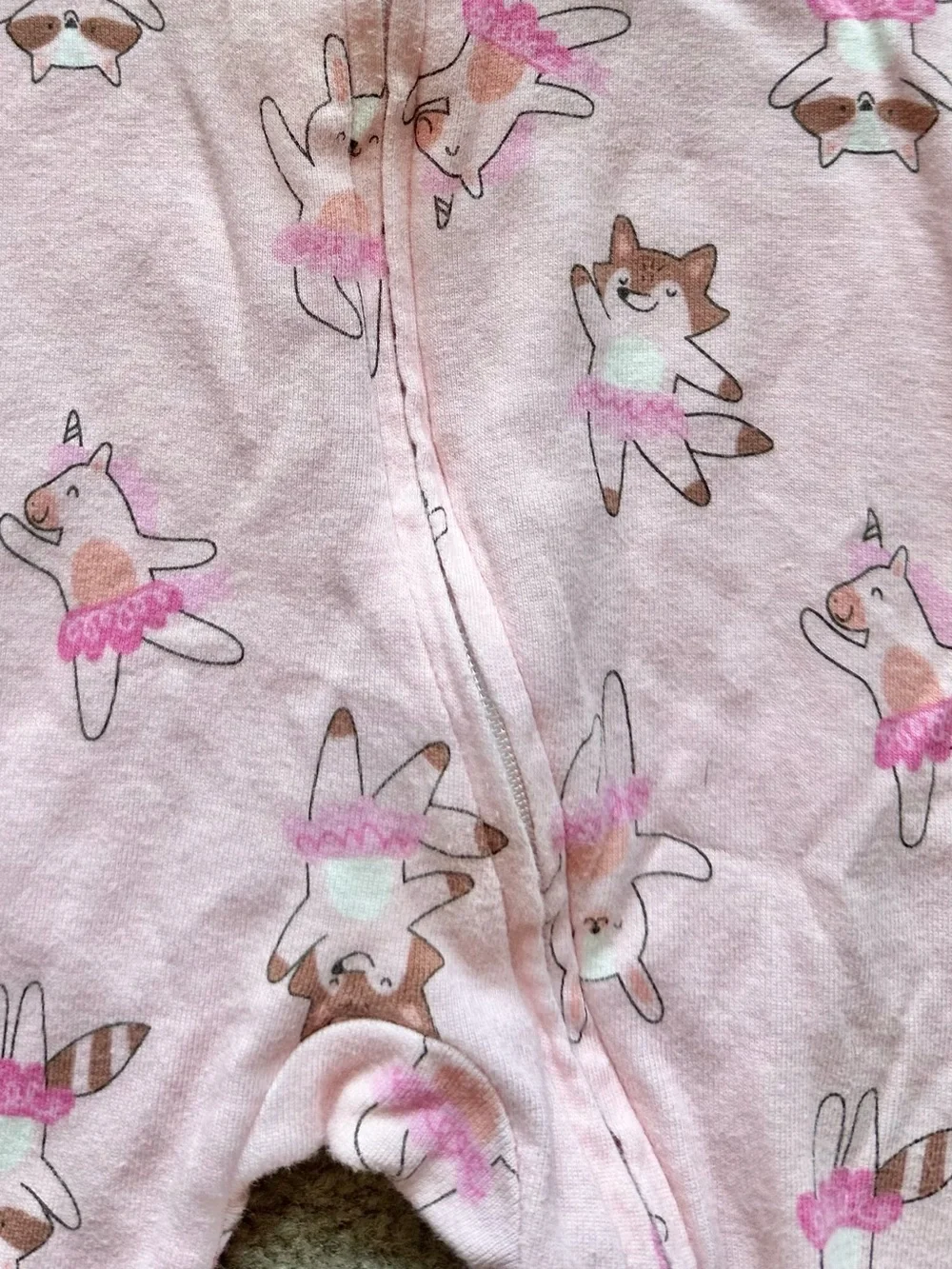 Old Navy lot of 5 footed two way zip baby girl sleeper footed pajamas 6-9 months